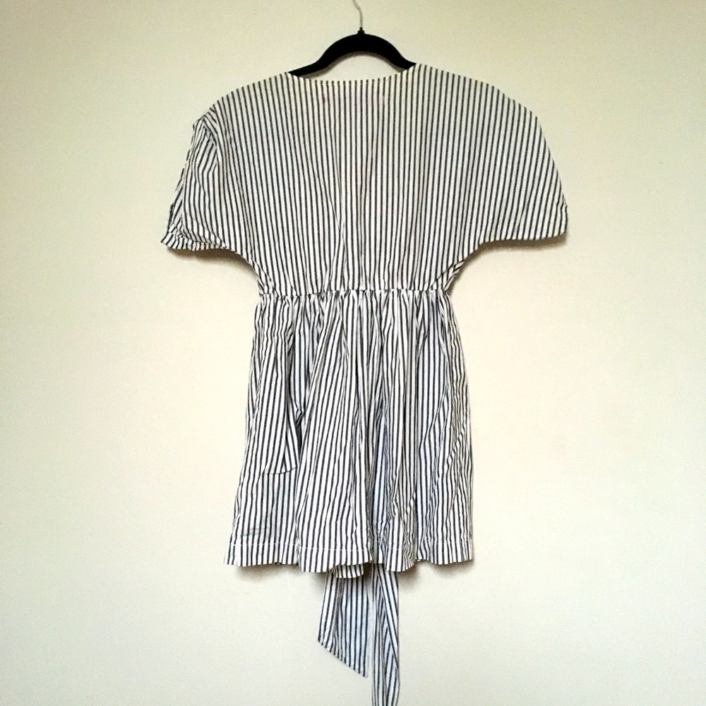 Striped tie-front tunic